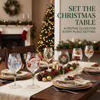 🎄🎁6Pcs Christmas Wine Glasses Set Hand-Painted Relief Glassware with Red Gift Box - Holiday Party Decor & Xmas Gifts❄️✨