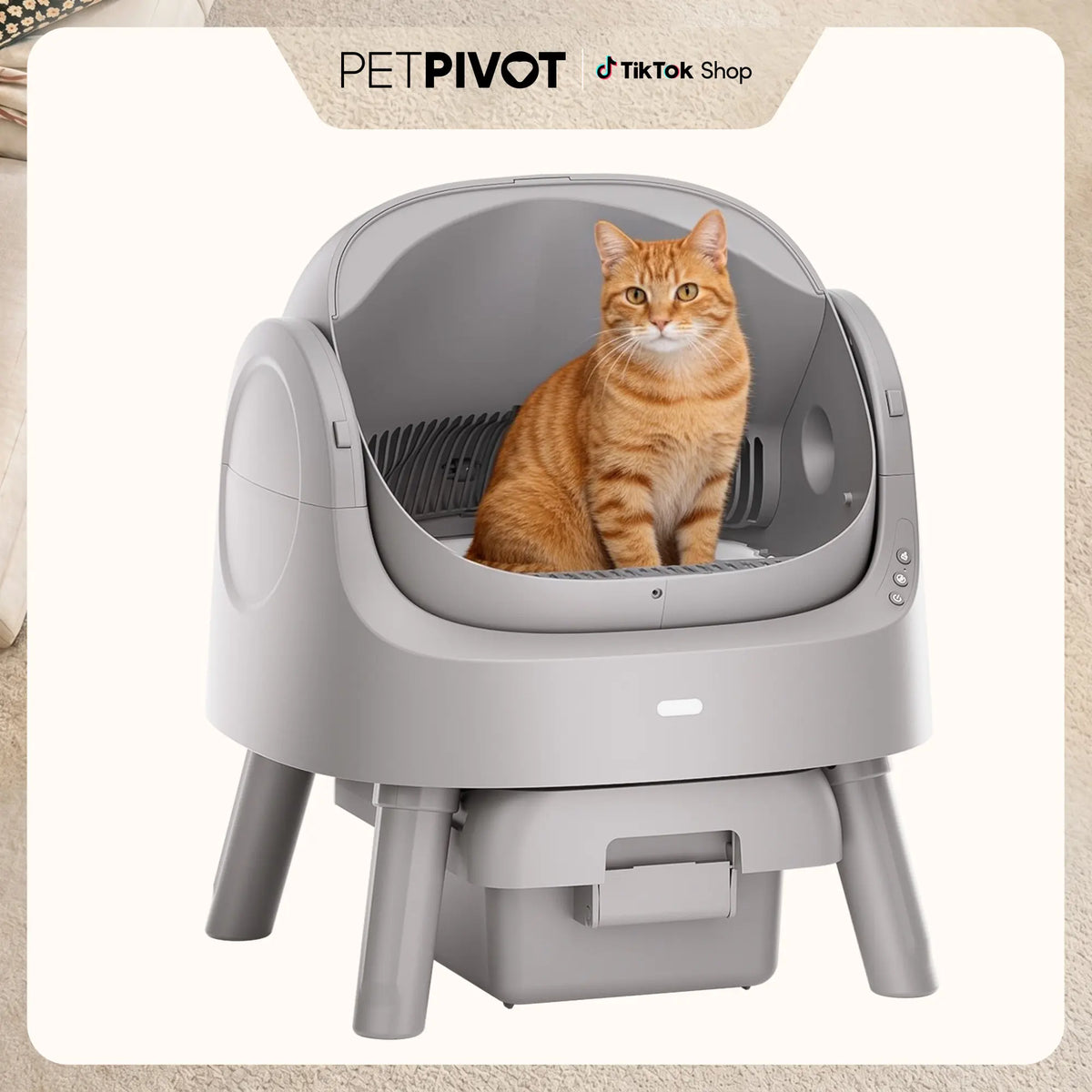 PetPivot AutoScooper 12 Lite Open-Top Automatic Self-Cleaning Cat Litter Box, Easy-Entry Front Step, Triple Safety Protection, No App Required,SohoChic
