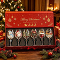 🎄🎁6Pcs Christmas Wine Glasses Set Hand-Painted Relief Glassware with Red Gift Box - Holiday Party Decor & Xmas Gifts❄️✨