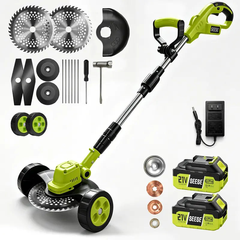 SEESE Weed Wacker & Leaf Blower Combo🌿💨⚡ | 3 Heads, 4 Batteries, Brushless Motor