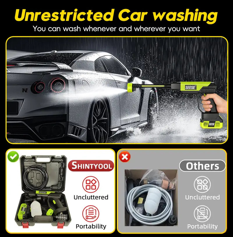 SEESE Cordless Pressure Washer and Single Port Charger Base, Bottle Portable Washer for Car,Home Cleaning & Garden Watering