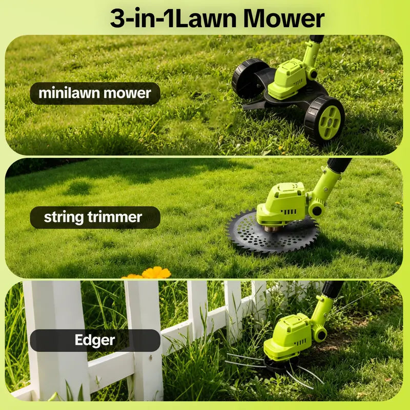 SEESE Weed Wacker & Leaf Blower Combo🌿💨⚡ | 3 Heads, 4 Batteries, Brushless Motor